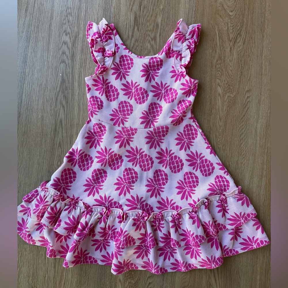 Janie and Jack Pink Pineapple Ruffle Dress